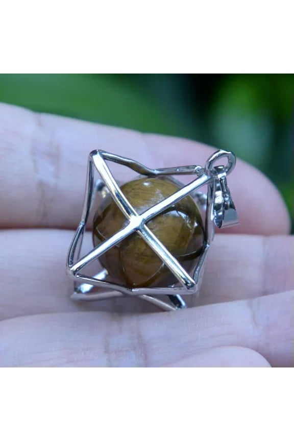 Natural Stone Quartz Crystal Sphere Chakra Merkaba Star Reiki Healing Amulet-Tiger's eye