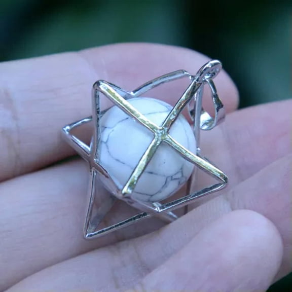 MATROOY Natural Stone Quartz Crystal Sphere Chakra Merkaba Star Reiki Healing Amulet-White Turquoise