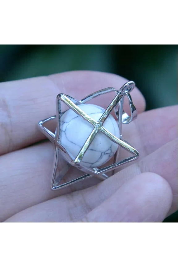 Natural Stone Quartz Crystal Sphere Chakra Merkaba Star Reiki Healing Amulet-White Turquoise