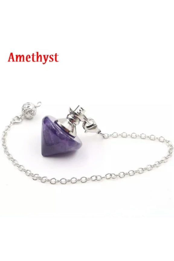 Natural Stone Quartz Healing Amethyst Cryatal Reiki Pendulum Cone Pendant Amulet-Amethyst