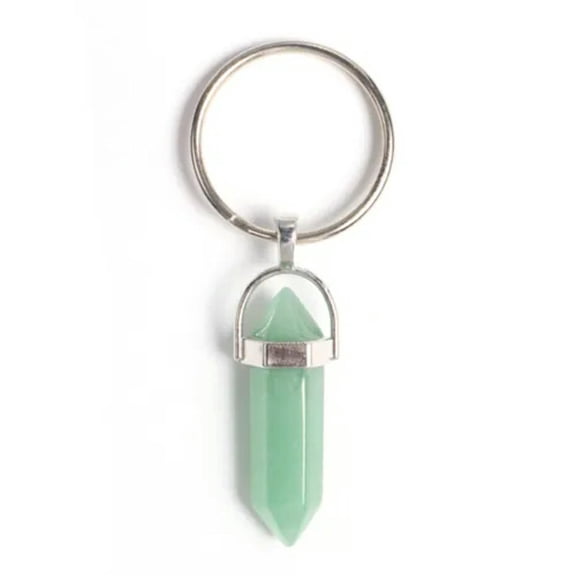 MATROOY Natural Terminated Carved Point Crystal Keychain Reiki Healing Gemstone Keyring-Aventurine