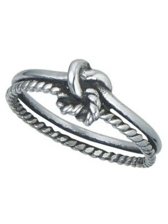 Nautical Sailor Knot Ring Womens Silver Stainless Steel Promise Band Sizes 5-9-8