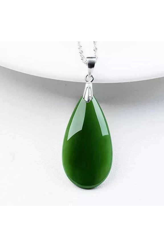 Necklace European and American retro temperament water drop shape emerald temper