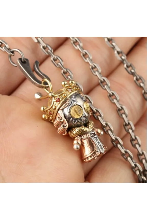 Necklace Pendant Gothic Punk Charm 925 Sterling Silver Queen Indian Voodoo Doll