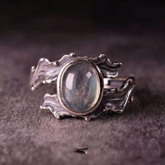 MATROOY Nepal S925 sterling silver style crystal moonstone ring