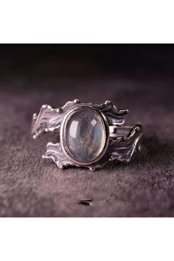 Nepal S925 sterling silver style crystal moonstone ring