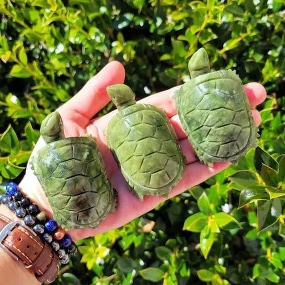 MATROOY Nephrite Jade Turtle Crystal Carving Hand Carved Figurine Home Garden Decor Gift