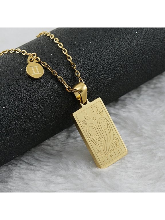 New 12 Zodiac Sign Constellations Horoscope Stainless Steel Necklace-3