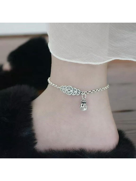 New 925 Silver Plated Band Men Women Lucky Five Emperors Coin Bracelet