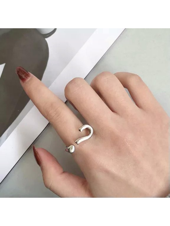 New Adjustable Unisex Open Ring Demon Eyes Fashion Jewelry Vintage Question Ring-Silver-Resizable