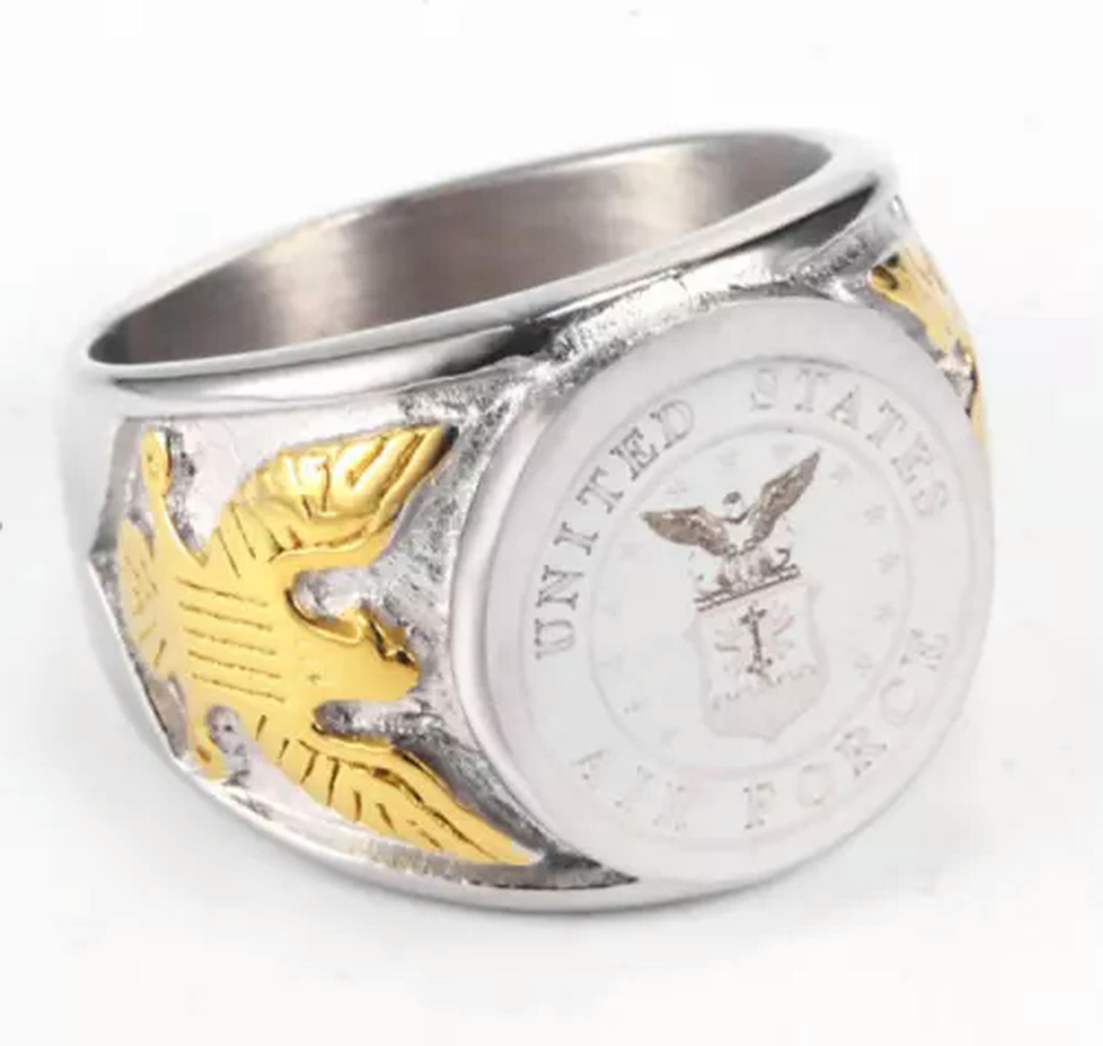 MATROOY New Army Ring Stainless Steel Silver Badge Eagle Marine Corps ...