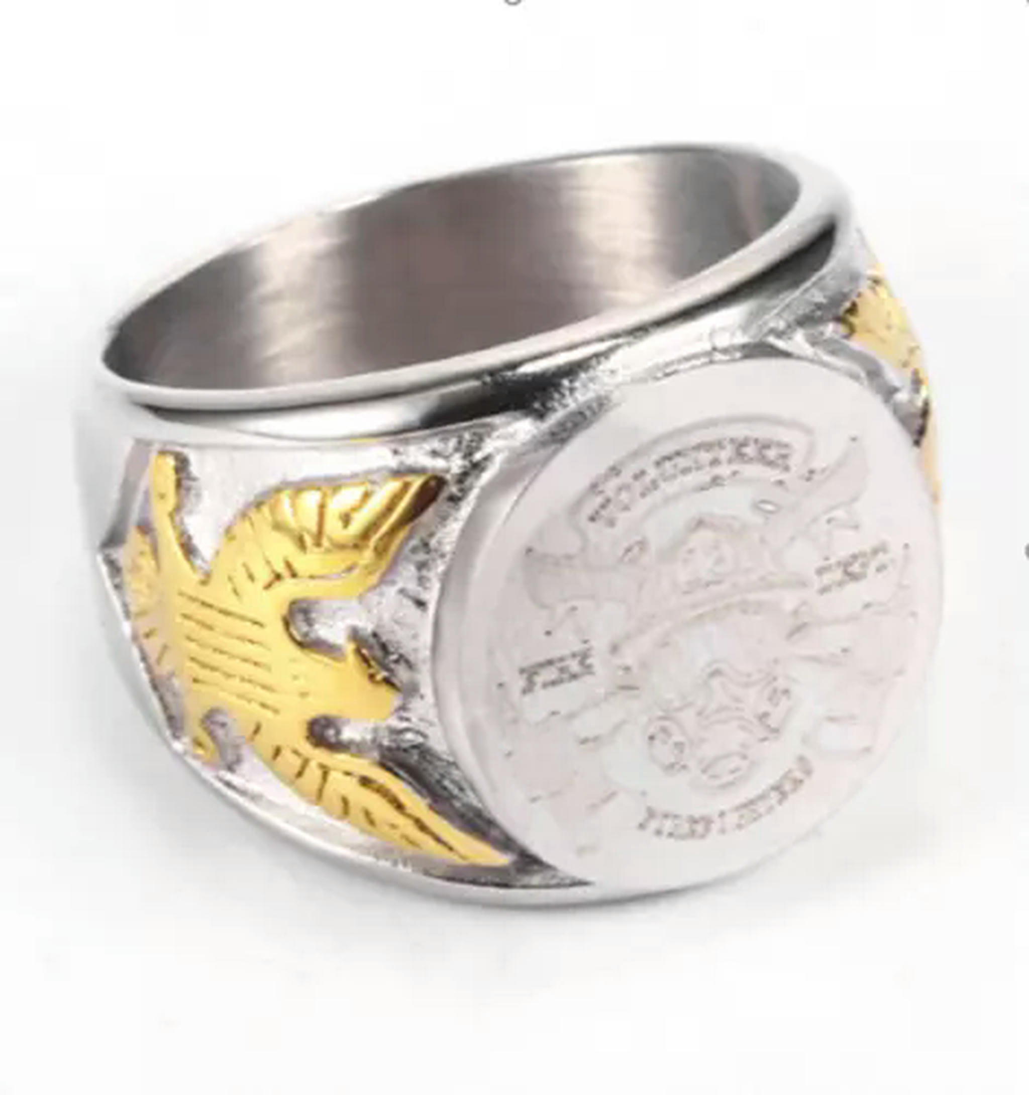 MATROOY New Army Ring Stainless Steel Silver Badge Eagle Marine Corps ...