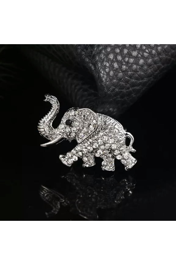 New Arrival Rhinestones Pave Elephant Brooch Pins Party Accessories S-silver