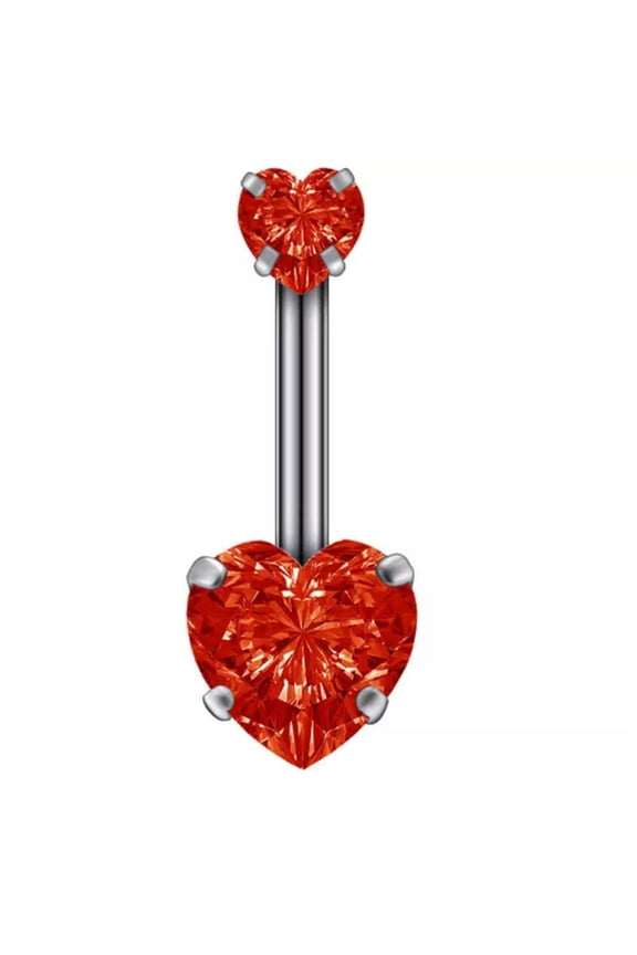 New Belly Button Rings Dangle Crystal Rhinestone Navel Bar Barbell Body Piercing-red