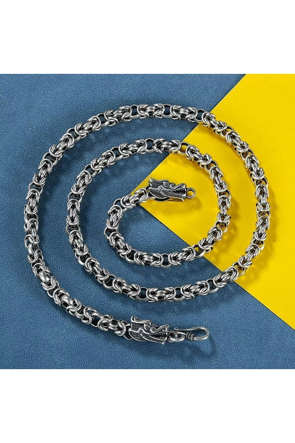 New Braided Chain Necklace Vintage Dragon Head Necklace Men's Gift