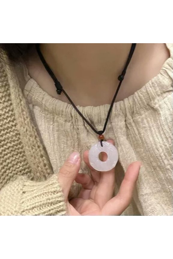 New Chinese Style Beautiful Chalcedony Lotus Pendant Charms Amulet Necklace WY4-3