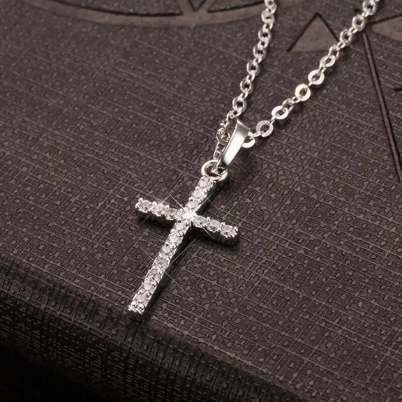 MATROOY New Cross-border Cross Korean Version Inlaid Zircon Pendant Clavicle Necklace