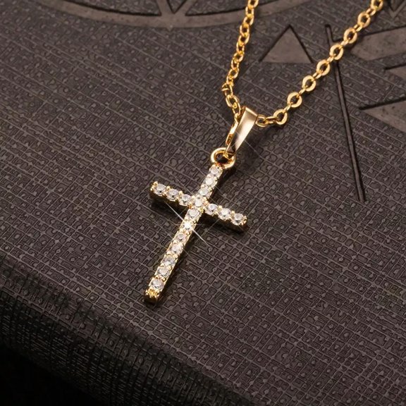MATROOY New Cross-border Cross Korean Version Inlaid Zircon Pendant Clavicle Necklace