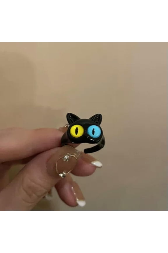 New Cute Green Monster Rings Fashion Sweet Two Color Cat Eyes Open Couple Ri WY4-01