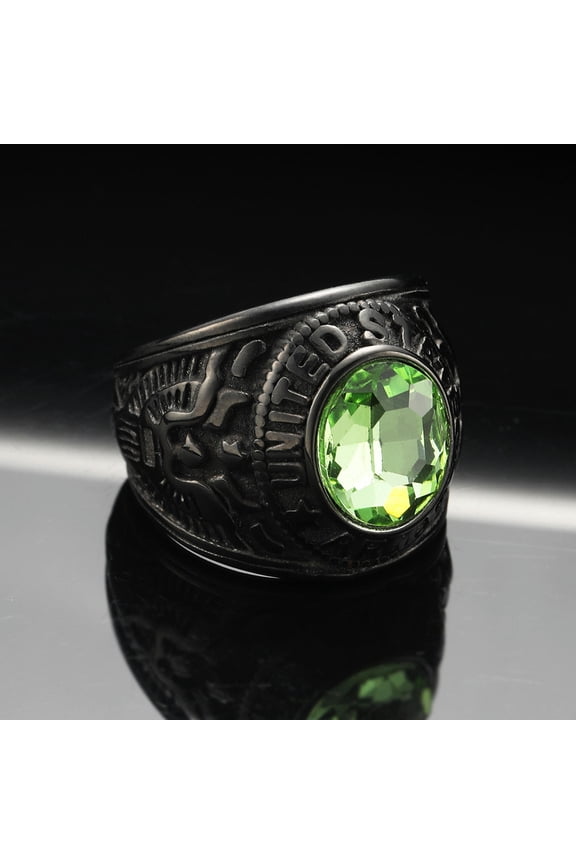 New Multicolor CZ United States Army Black Signet Ring Stainless Steel Size 7-13-B-8