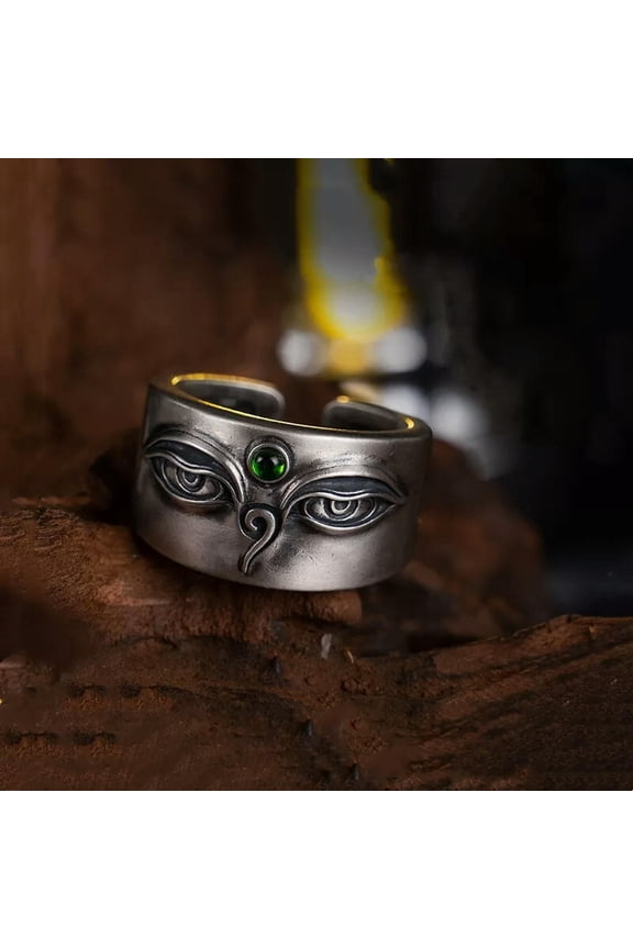 New Tibetan Silver Head Ring Buddhist Finger Jewelry Collection Adjusted