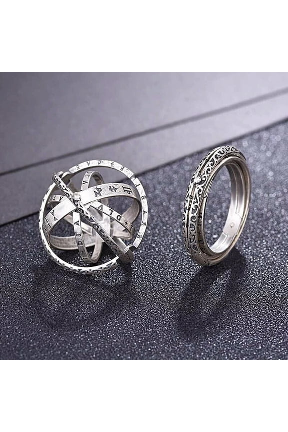 New Vintage Astronomical Ball Rings Men Creative 925 Sterling Silver Ring-gold-8