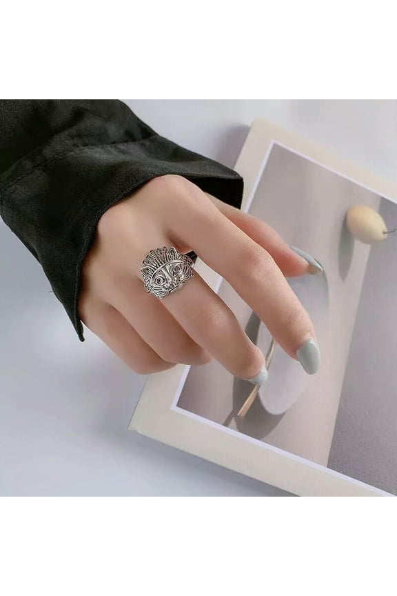 New Vintage Style 925 silver plated Kitty Ring Unique Cat Ring