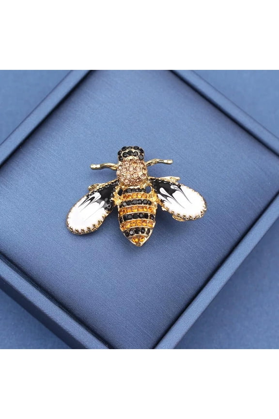Niche Alloy Enamel Bee Brooch Rhinestone Cute Insect Animal Pin