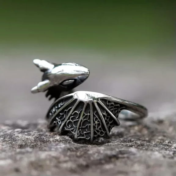 MATROOY Night Fury Stainless Steel Vintage Viking Movie Rune Ring Band for Men Women-7