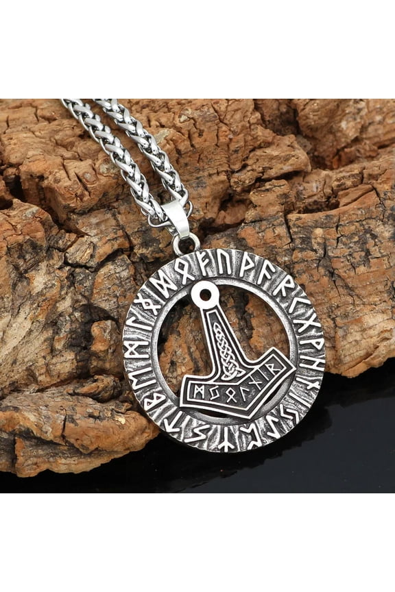 Norse Viking Rune Thor's Hammer Pendant Necklace Chain Protection Jewelry Gift