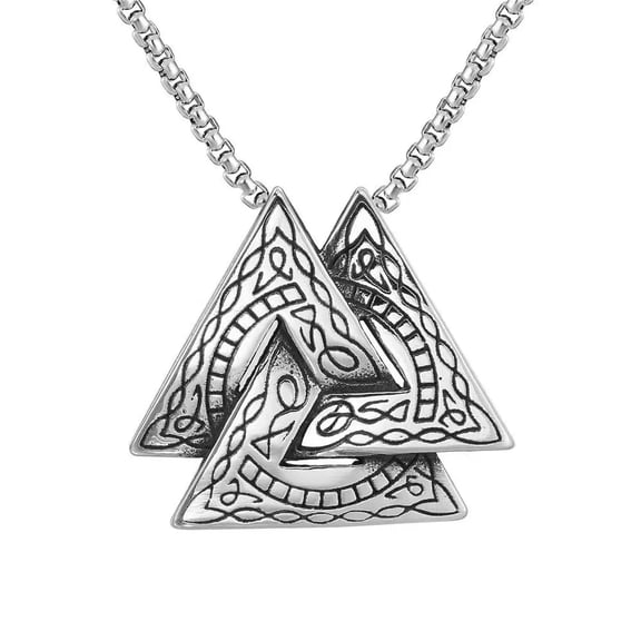 MATROOY Norse Viking Valknut Amulet Pendant Necklace Protection Jewelry Chain 24" Gift