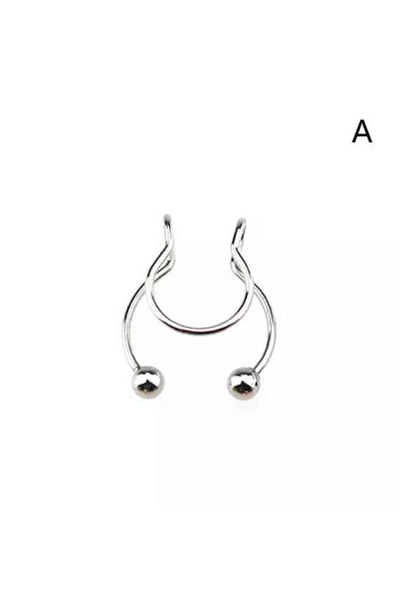 Nose Hoop Ring Clicker Jewelry Gem Nose Clip Cuff Non Piercing Stud Nostril_yi-A