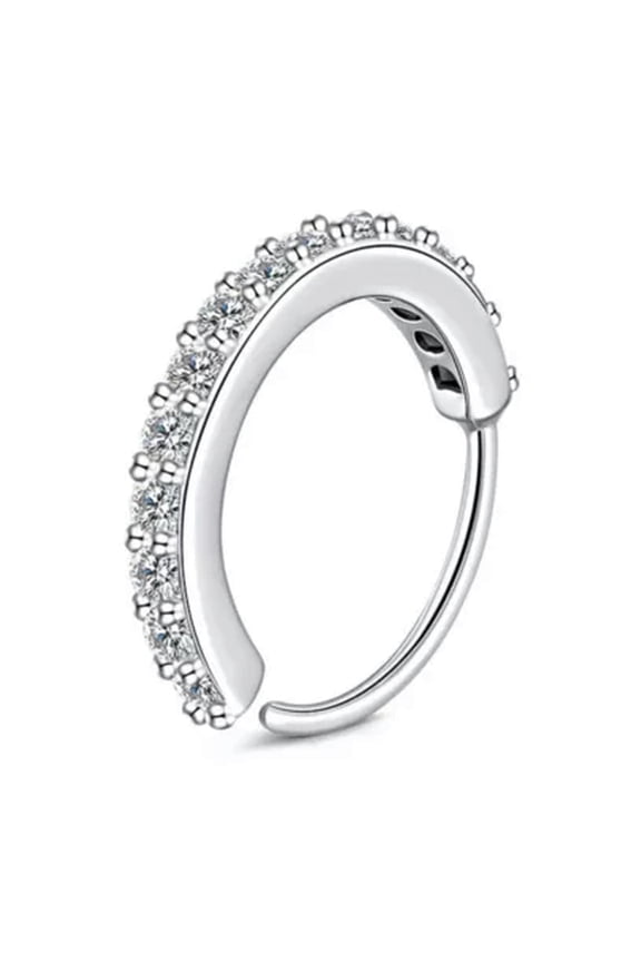 Nose Ring Shiny Rhinestone Bone Stud Tragus Cartilage Hoop Body Piercing Jewelry-silver-8mm