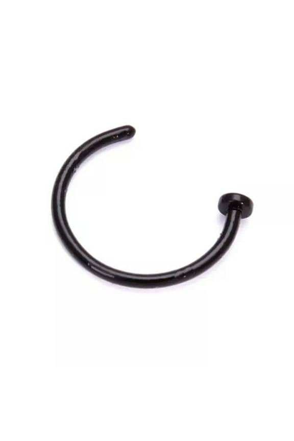 NoseRing Surgical Steel Fake Nose Rings Hoop Lip Nose Rings Small Thin Piercing--black-10mm