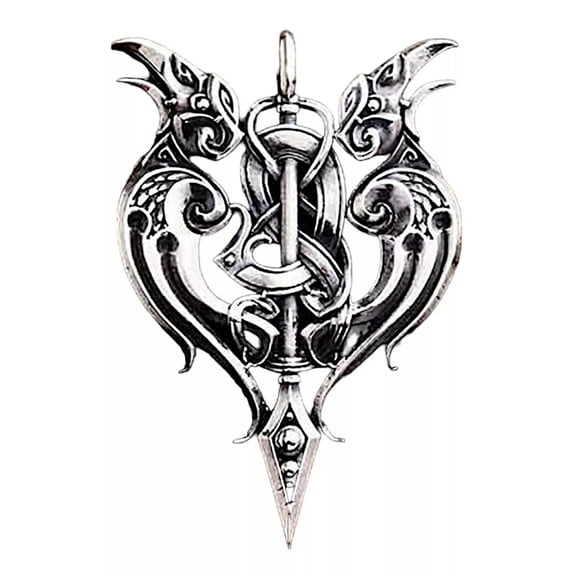 MATROOY Odins Spear Ravens Viking Necklace Stainless Steel Huginn Muninn Gungnir Pendant