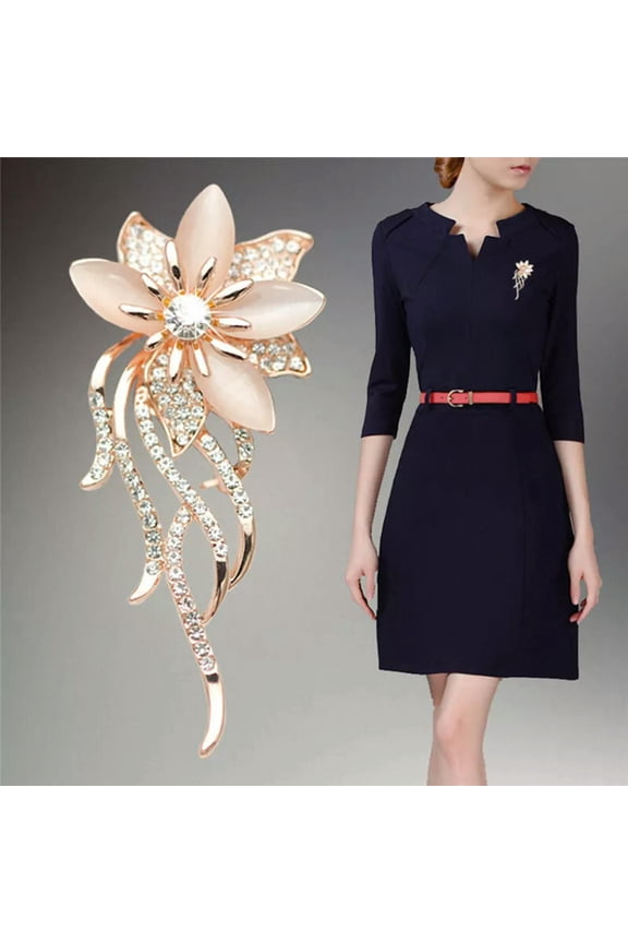 Opal Flower Brooch Rhinestone Crystal Brooch Pin Wedding Party Women's Jewel WY4