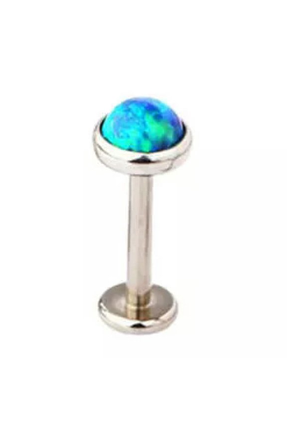 Opal Lip Bar Labret Ring Internally Threaded Ear Tragus Cartilage Stud Piercing}-OP13-1.2mm/6mm/5mm
