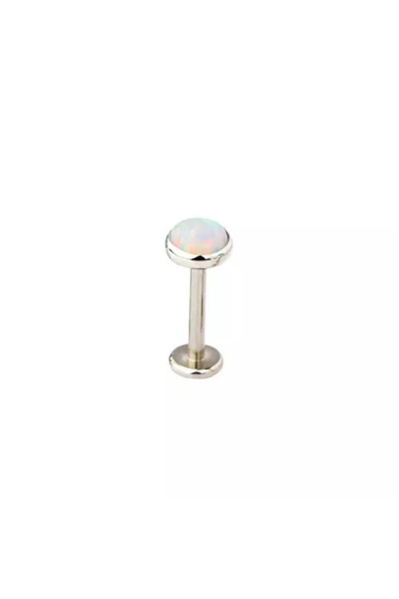 Opal Lip Bar Labret Ring Internally Threaded Ear Tragus Cartilage Stud Piercing-OP18-1.2mm/6mm/5mm