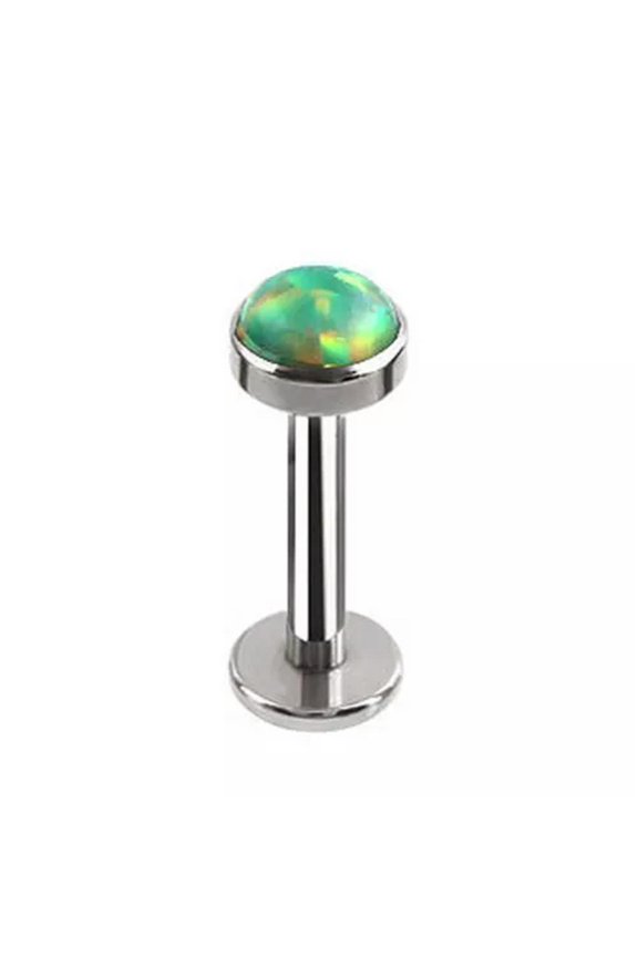 Opal Lip Bar Labret Ring Internally Threaded Ear Tragus Cartilage Stud Piercing/-green-1.2mm/6mm/3mm