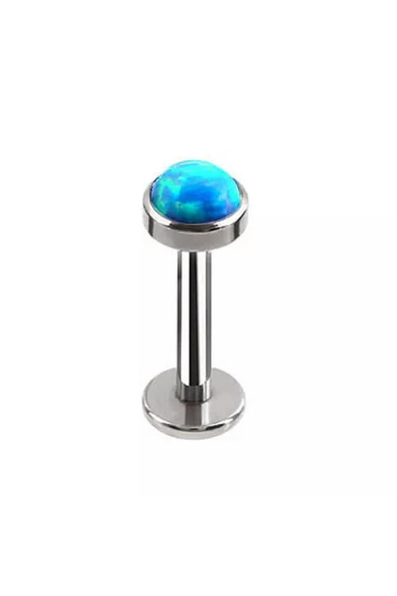Opal Lip Bar Labret Ring Internally Threaded Ear Tragus Cartilage Stud Piercing/-light blue-1.2mm/6mm/5mm