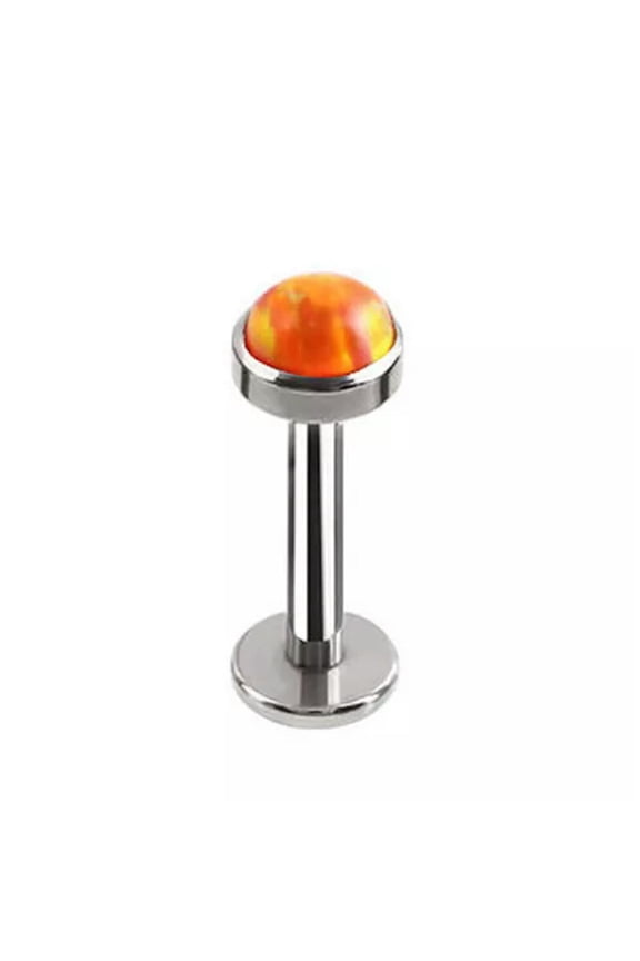 Opal Lip Bar Labret Ring Internally Threaded Ear Tragus Cartilage Stud Piercing/-orange-1.2mm/6mm/5mm