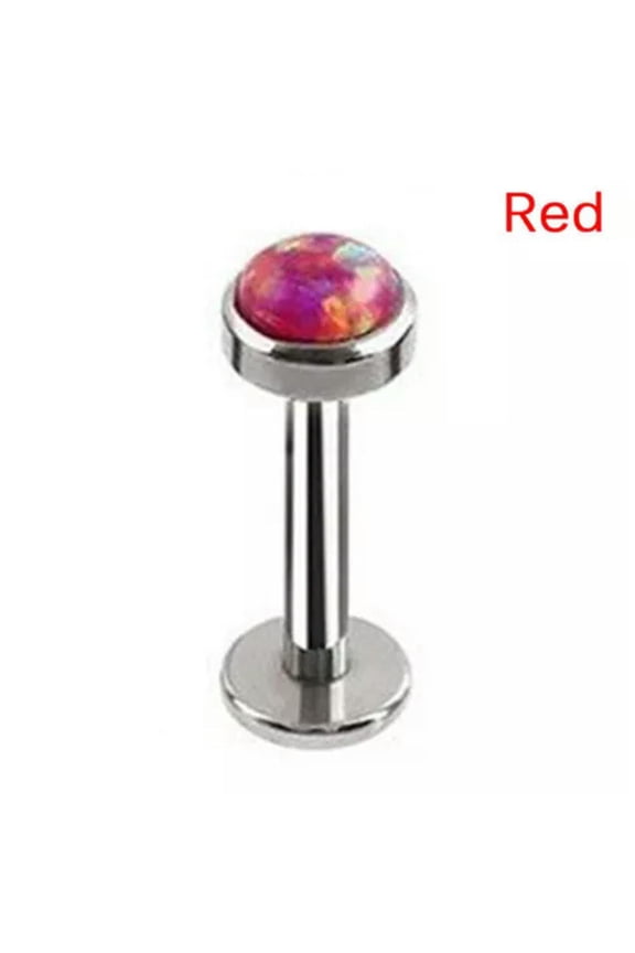 Opal labret Lip Ring Helix Earring Monroe Internally Thread Body Piercings Ring-Red-16g (1.2 mm)