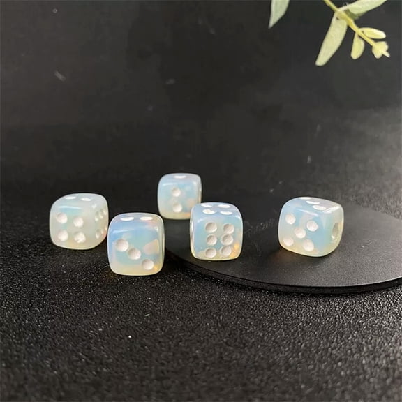 MATROOY Opalite Quartz Hand Carved Dice Quartz Crystal Reiki Healing gift 2PCS