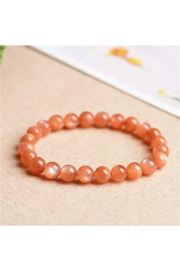 Orange Moonstone Natural Sunstone 7mm Beads Healing Balance Reiki Women Bracelet