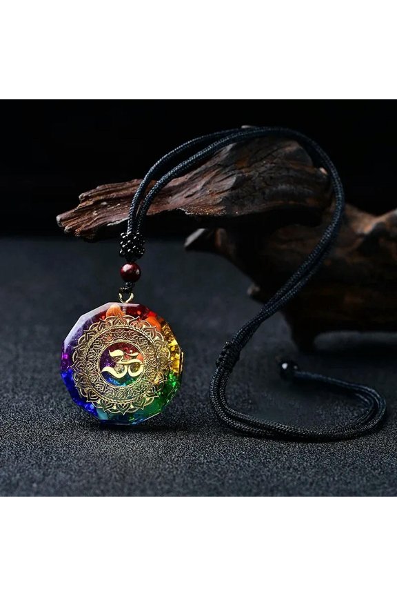 Orgonite Pendant Om Symbol Luminous 7 Chakra Healing Men Necklace Xmas Gift