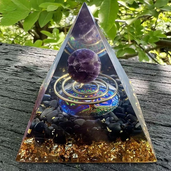 MATROOY Orgonite Pyramid Amethyst Sphere Obsidian Gemstone Orgone Reiki Energy Healing