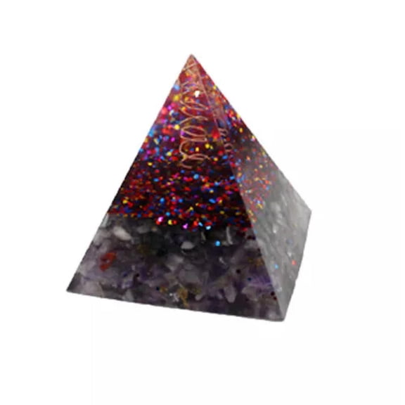 MATROOY Orgonite Pyramid Amethyst Sphere Reiki Healing Chakra Meditation-5x5cm
