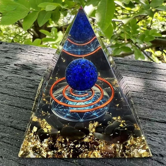 MATROOY Orgonite Pyramid Lapis Lazuli Sphere Obsidian Gemstone Reiki Energy Healing