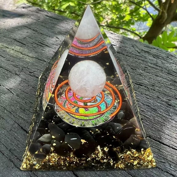 MATROOY Orgonite Pyramid Rose Quartz Sphere Obsidian Gemstone Reiki Energy Healing