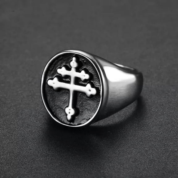 MATROOY Orthodox Cross Ring Gold Premium Stainless Steel Metal Templar Crusader Jewelry-A-10